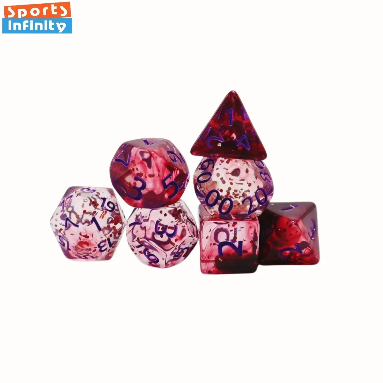 thumbnail image 1 of Juego de dados transparentes para TRPG, juego de dados DND de cielo estrellado, doble Color, 7 piezas, 1 of 4