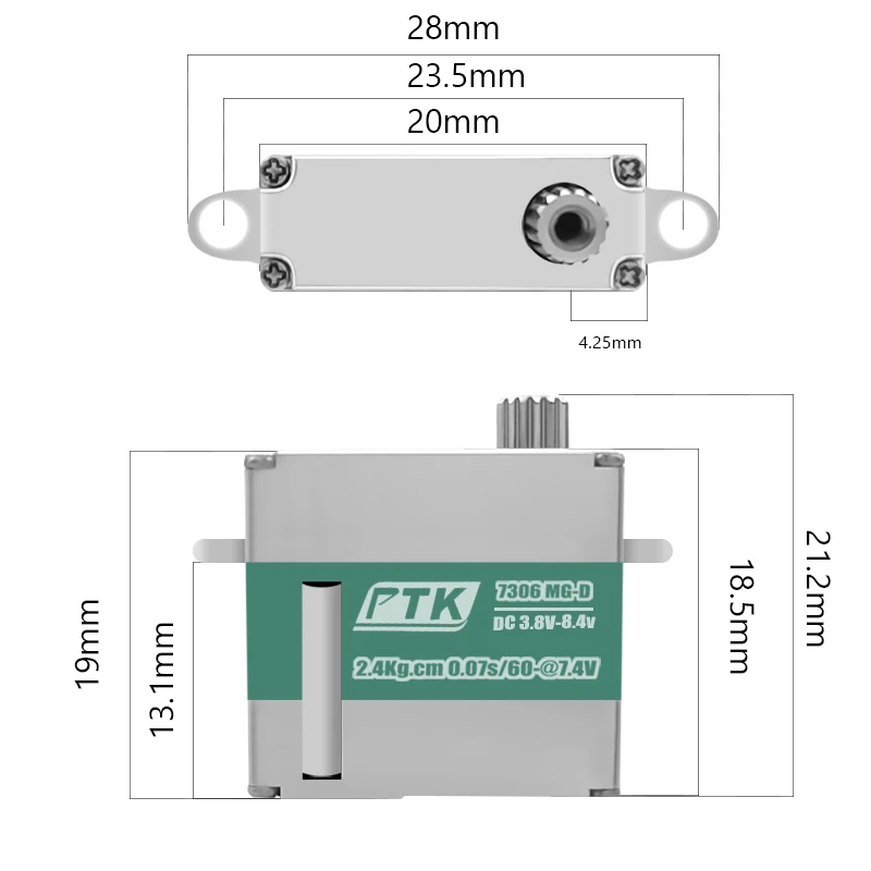 PTK 7306 MG-D 7g デジタルオールメタルサーボ HV サーボ グライダー