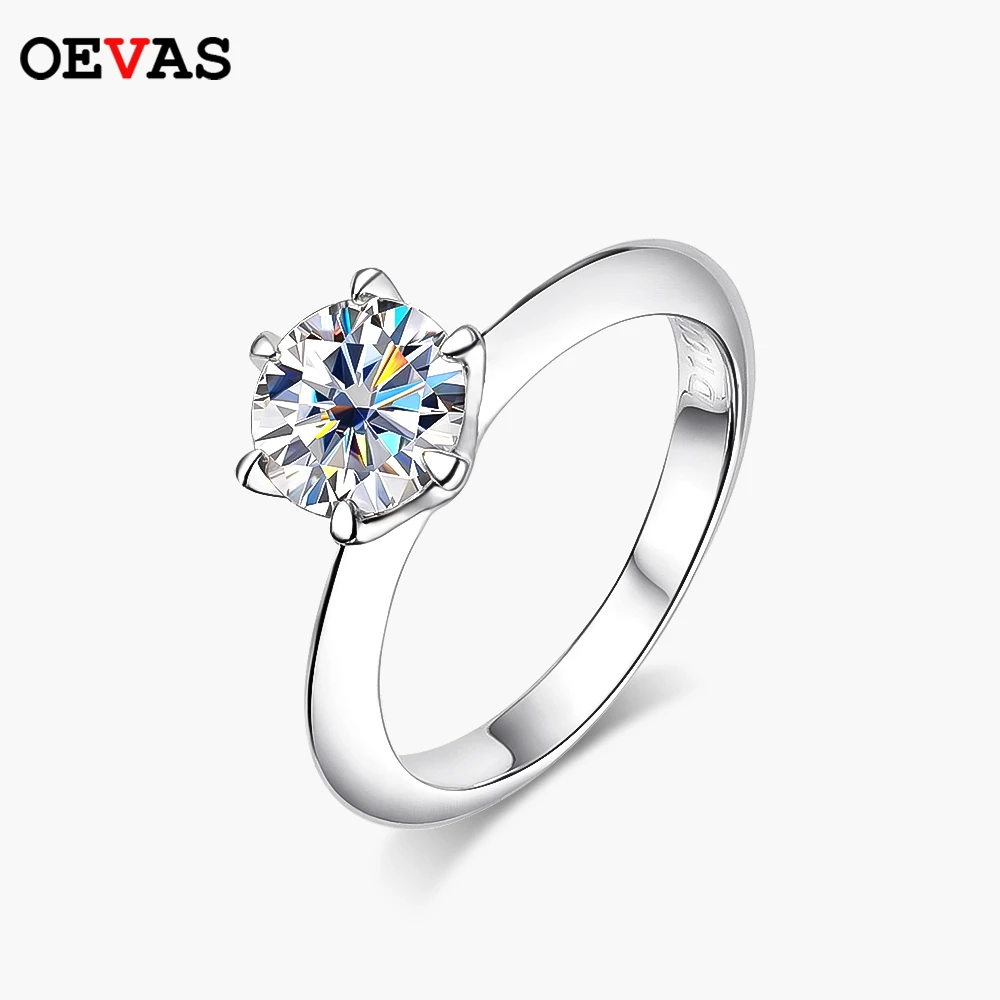 Oeves anillos de boda brillantes moissanita de 0,5 quilates para mujer, joyería fina de compromiso de Plata de Ley 925 100% de alta calidad|Anillos| - AliExpress