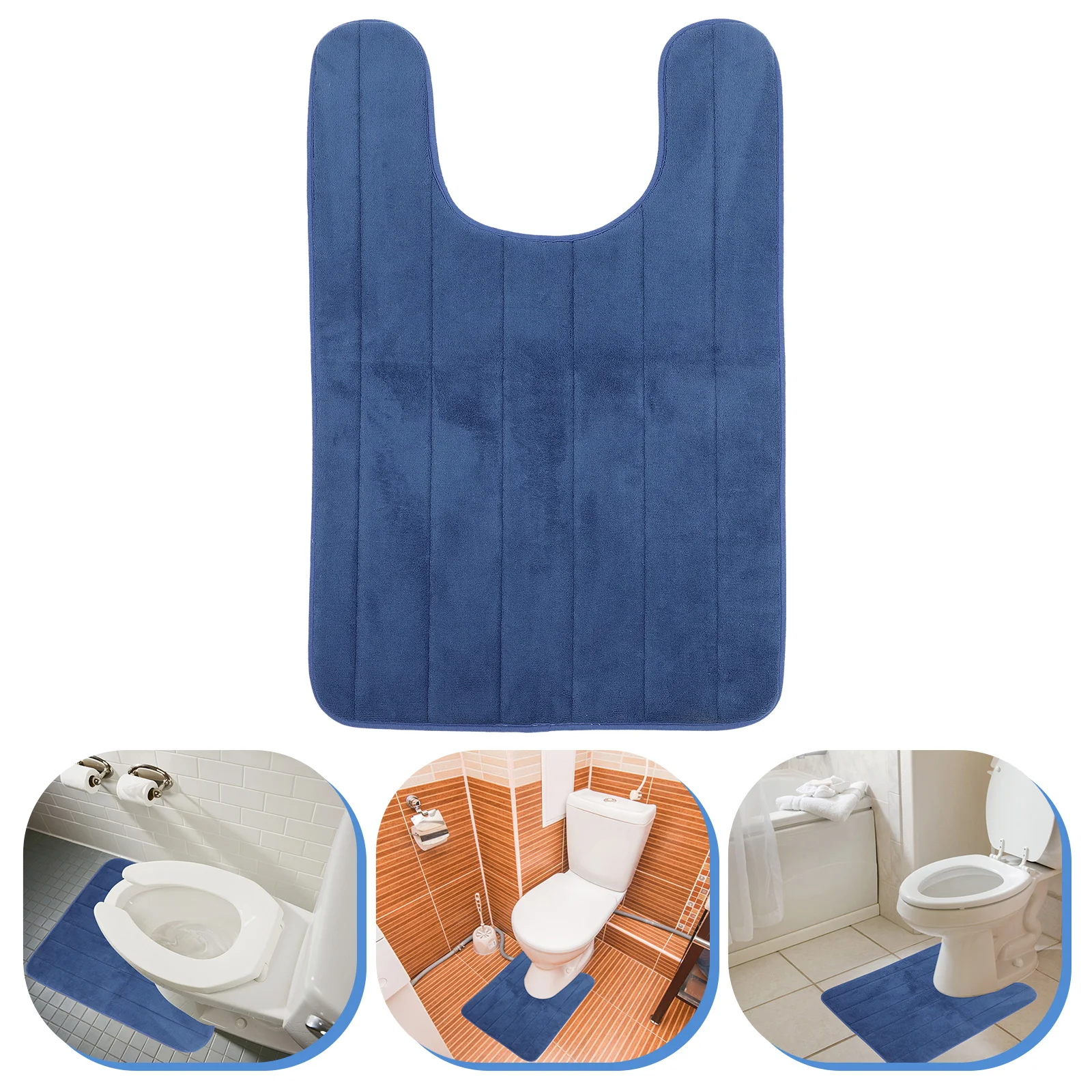 

U-shaped Toilet Seat Bathroom Mats Simple Ground Cushion Home Feet Closestool Non-slip Floor Polyester for