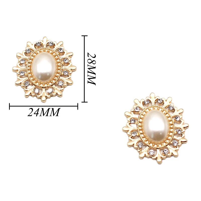 YWXINXI 10Pcs new alloy oval rhinestone pearl clothing buckle, DIY handmade accessories, hair accessories, clothing accessories