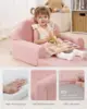 Kids Couch, 2-in-1 Soft Toddler Couch Fold Out, , Pink 5