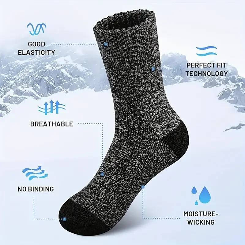 5 Pairs Merino Wool Socks For Men, Super Thick Hiking Socks - Image 3