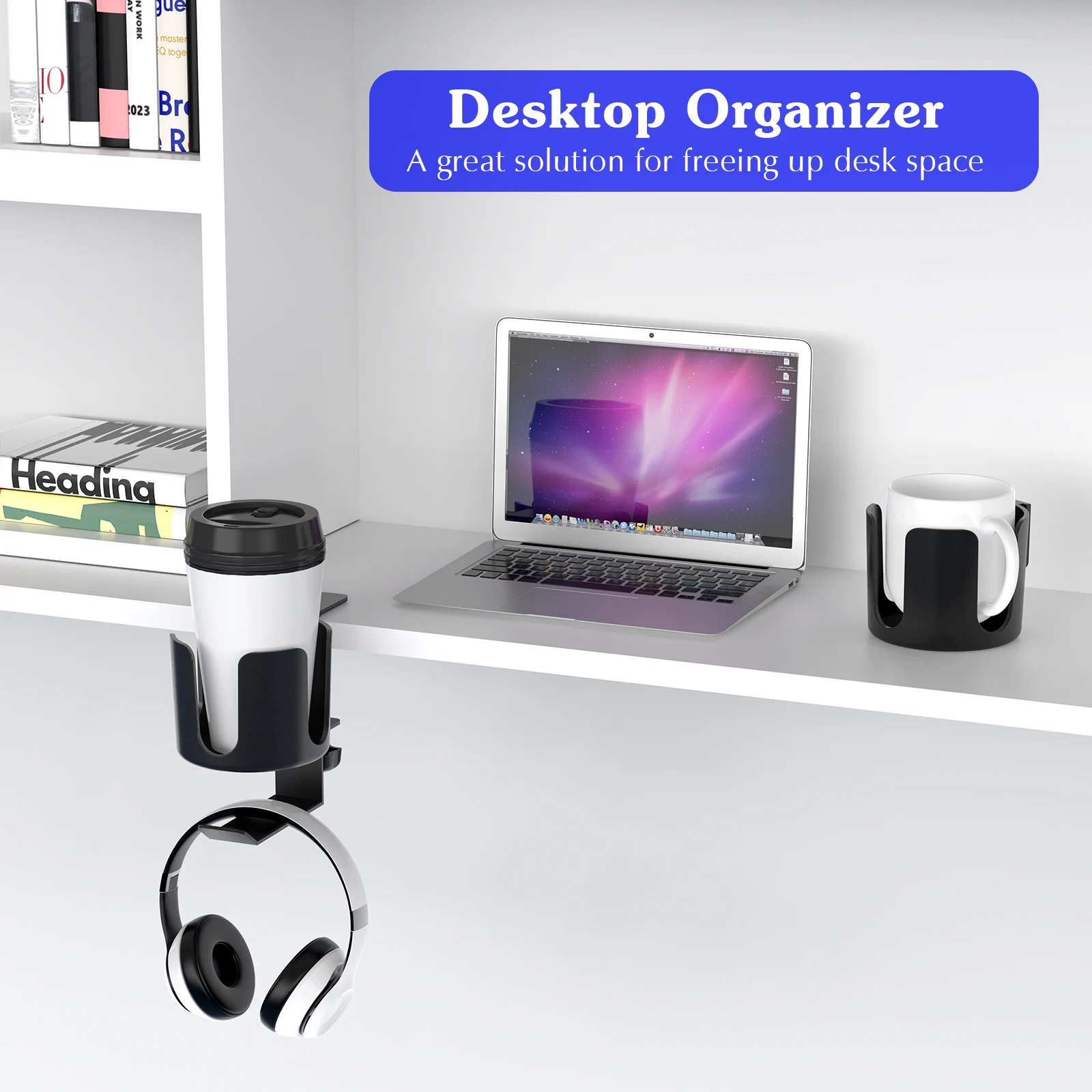 Table Side Extension Stand 2-in-1 Earphone Holder Water Cup Storage Box Adjustable Clip for Sony AirPods Pro Max Headphone Mount