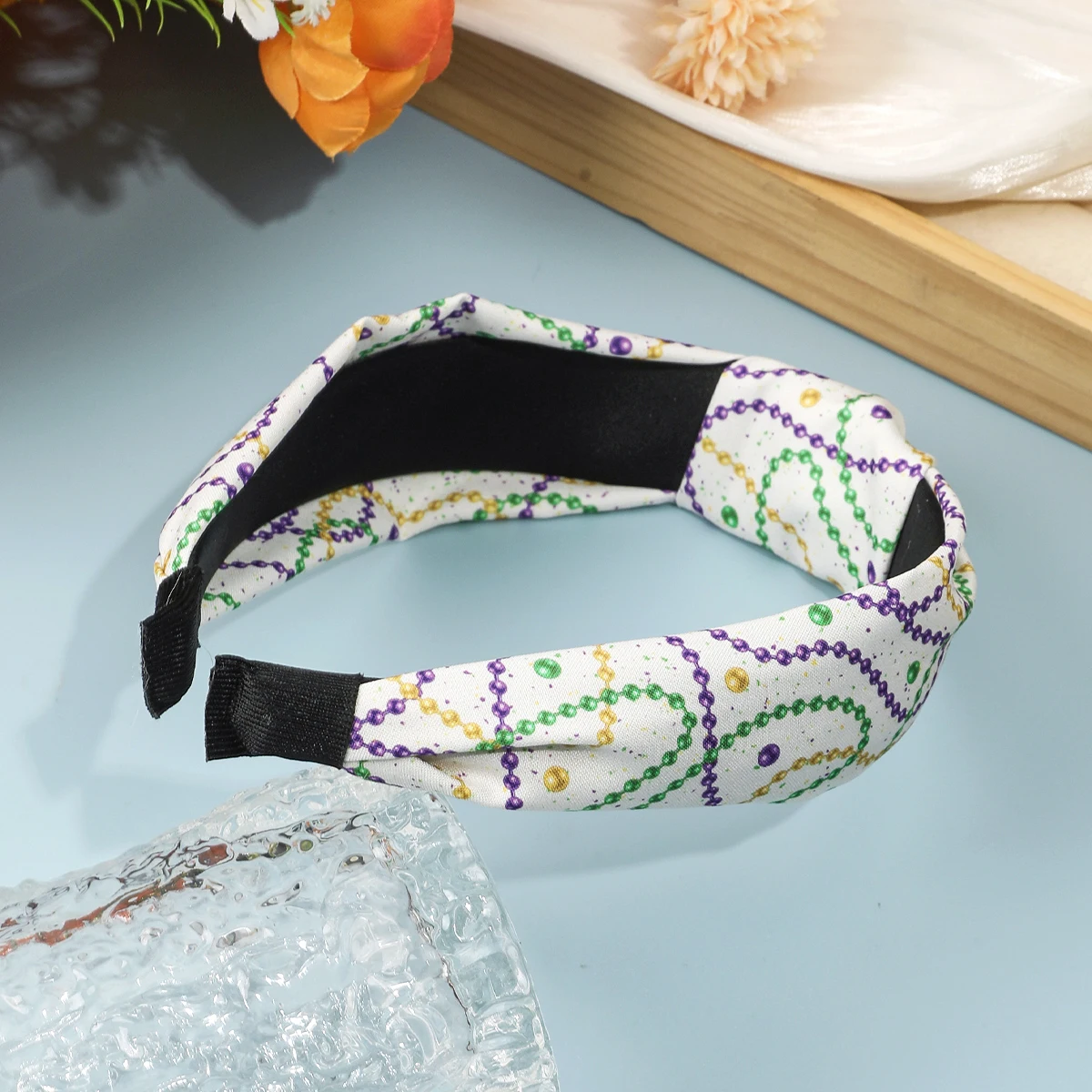 Colorful Cloth Knotted Hairband Starfish Gemstone Pattern Women Headband For Lady Girls Casual Shopping Travel Fashion Headpiece