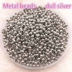 Elegant Tone Metal Smooth Ball Spacer Beads for Jewelry Crafting & DIY Accessories (04dull silver)