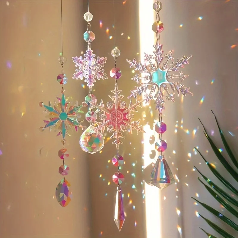 Exquisite Crystal Snowflake Ornaments Elegant Winter Decorations For Christmas Tree Party Favors Anniversaries 4pcs