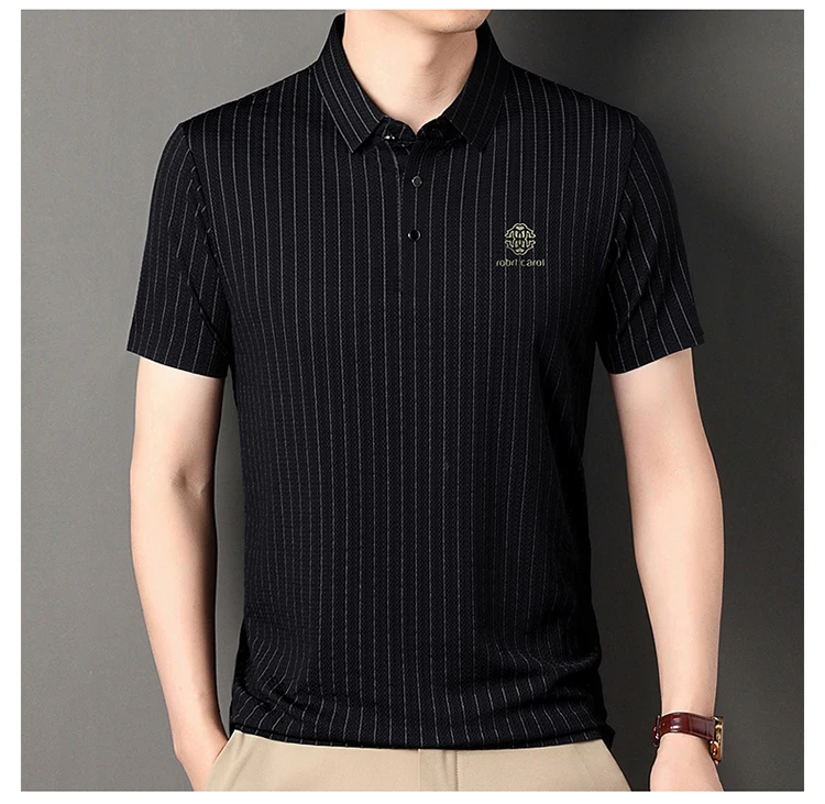 Green Snake Fashion Summer Casual Breathable Cool Comfortable Lapel Polo Short Sleeve Korean Striped Print Design T-shirt Top 31 Sce36c595b0124d8884b318fdf95202c6P