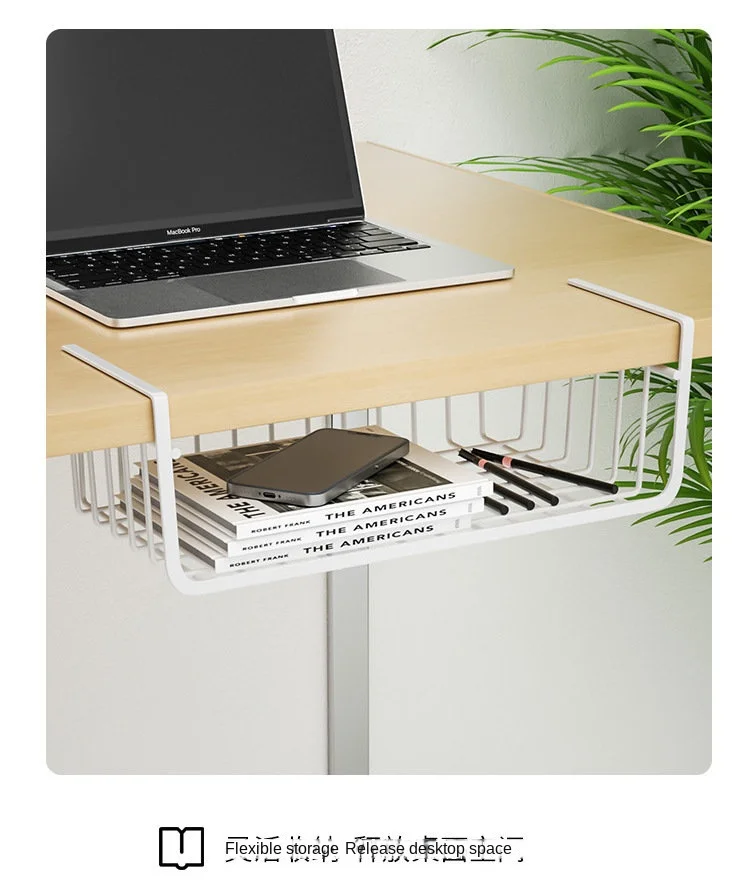 Metal Iron Kitchen Organizer Shelf Cabinet Hanging Basket Rack Desk Cabinet Storage Rack Under Table Hanging Mesh Basket