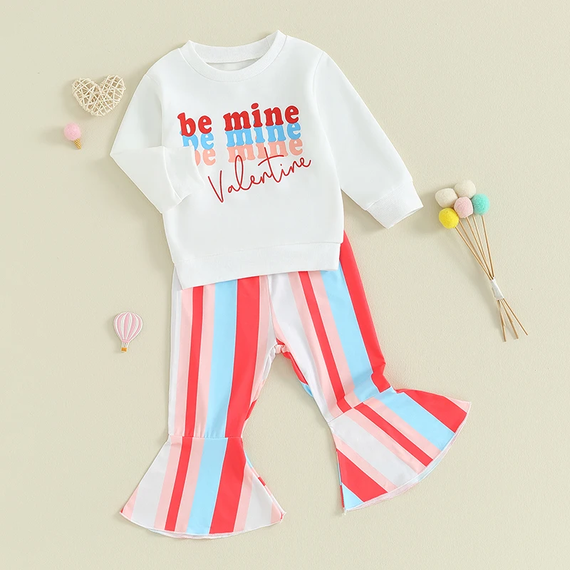 

Baby Boy Outfits Letter Print Long Sleeve Sweatshirt Elastic Pants Set for Infant Girl Valentines Day Clothes