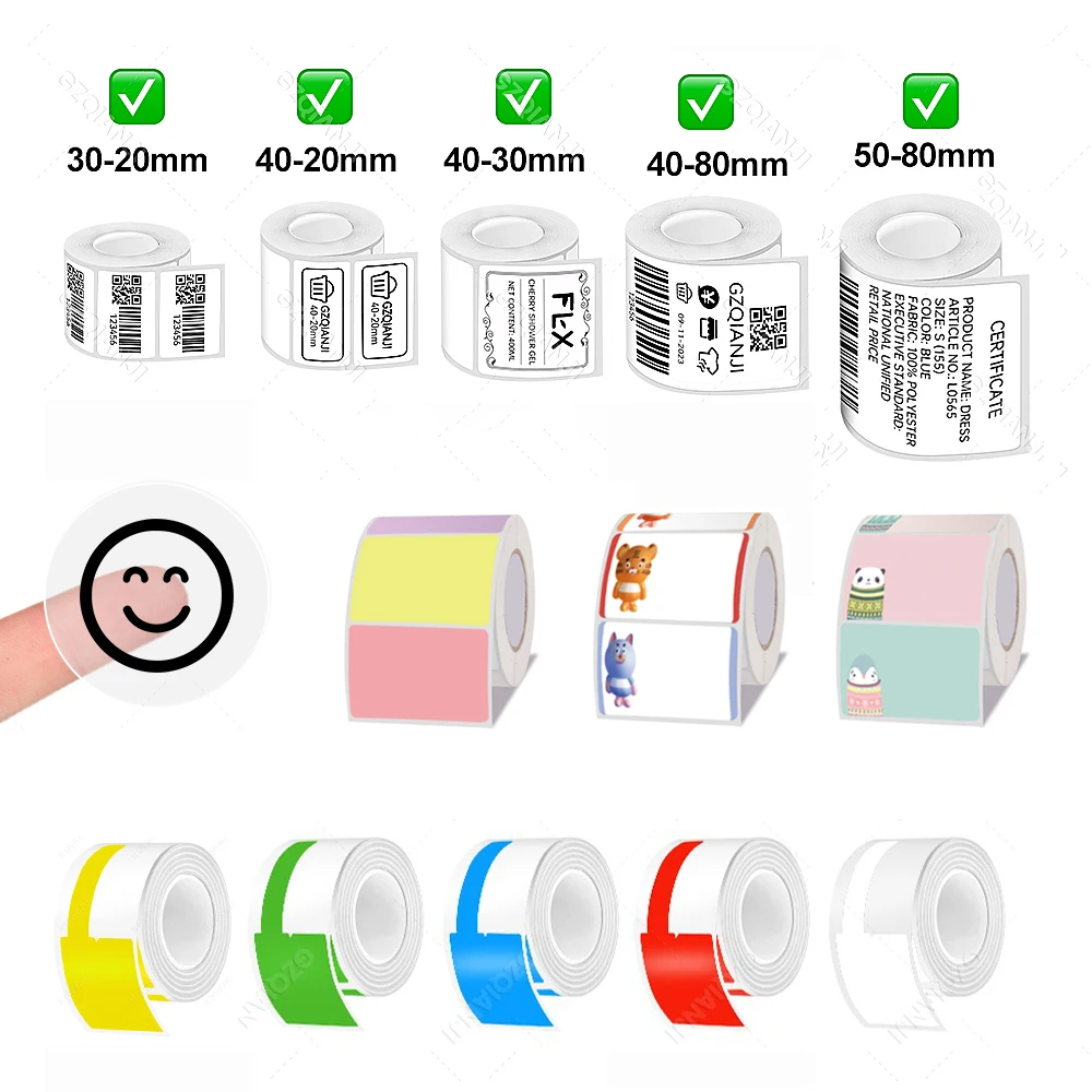 Pocket Mini Printer with Stickers Paper Waterproof Thermal Labels Maker Bluetooth Labeling Photo Memo Price Tag Printing