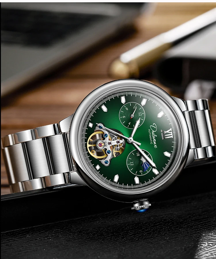 Luxus Herren Neue Mechanische Skelett Uhren Mode Tourbillon Automatische Aushöhlen Uhr Wasserdicht Casual Leuchtende Uhr_voghion.com