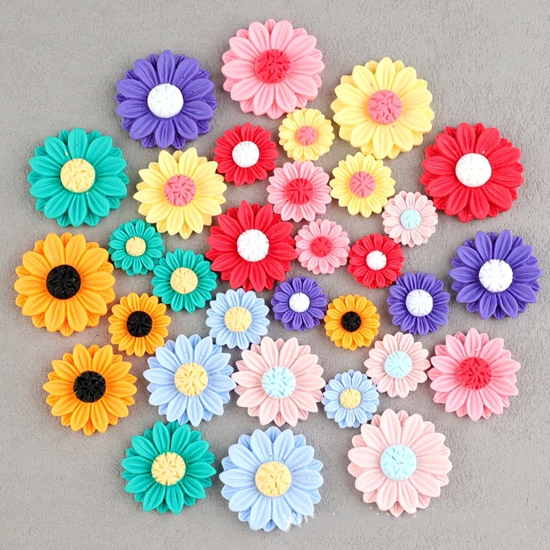 

Resin Sunflower Cabochons Flatback for Scrapbooking Craft Kawaii Colorful Daisies Ornament Daisy Flower Resin Deco DIY Accessory