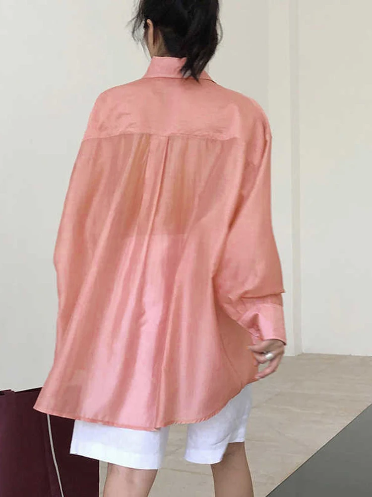 TWOTWINSTYLE Casual Shirt For Women Lapel Collar Long Sleeve