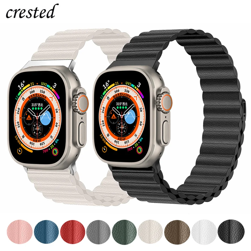 Lazo magnético para Apple Watch, correa de cuero para iwatch