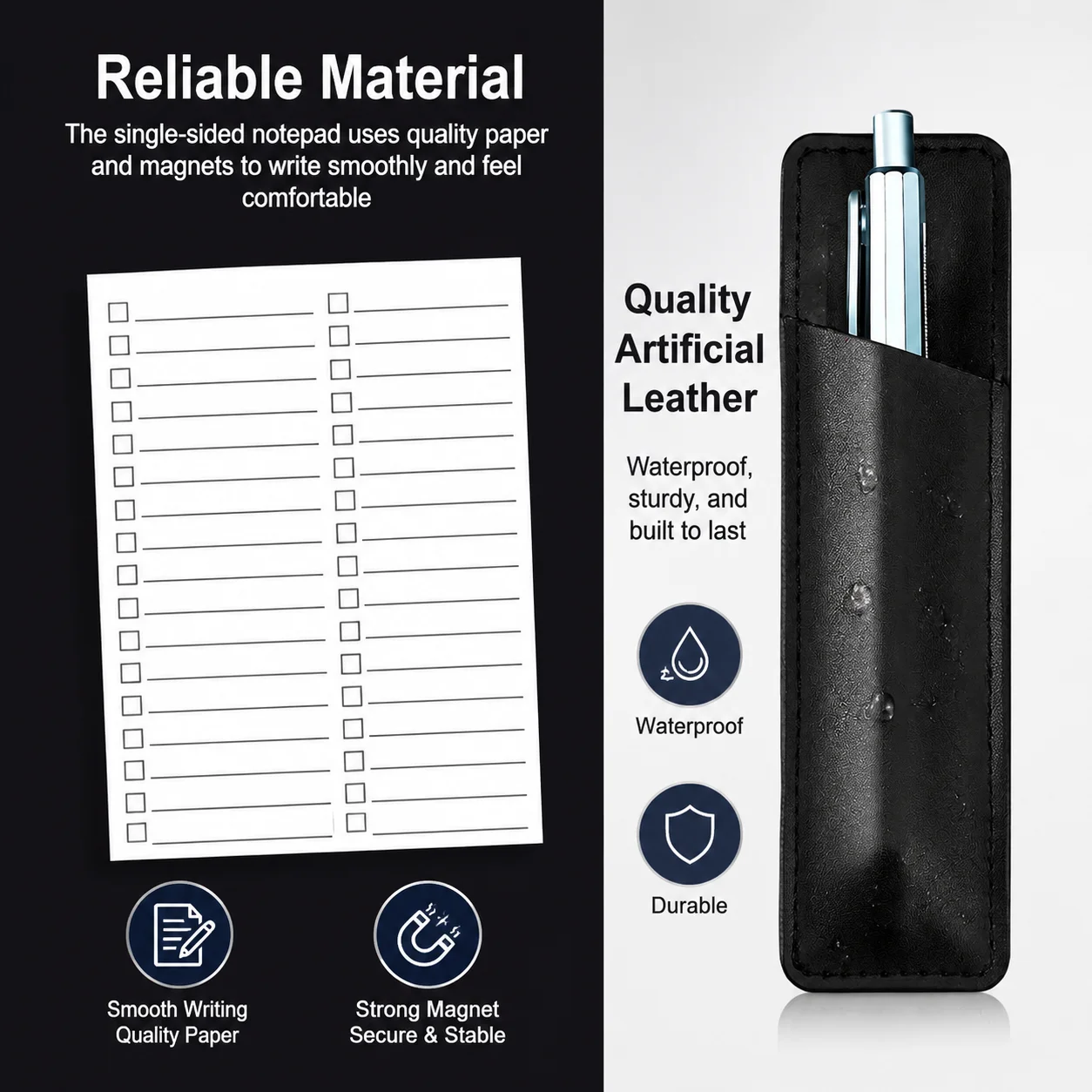 Humorous Magnetic Notepad Set with Pen Holder & Leather Pouch