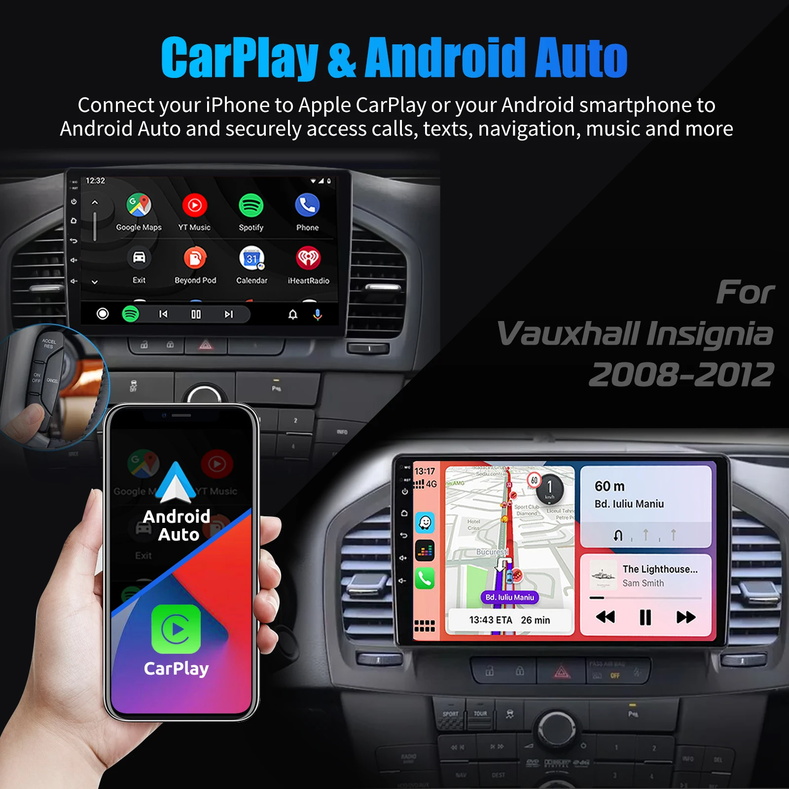 ESSGOO Android 14 2 DIN Autoradio 9 Zoll IPS Touchscreen Multimedia Player Für Opel Insignia 2008-2013 Wireless Carplay Android Auto GPS Navigation WIFI Bluetooth Mirror Link FM SWC RDS ASP Sound – Detail 7