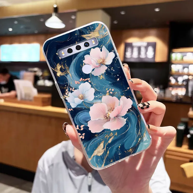 Luxury Shockproof Clear Soft Silicone Phone Case with Flower Design