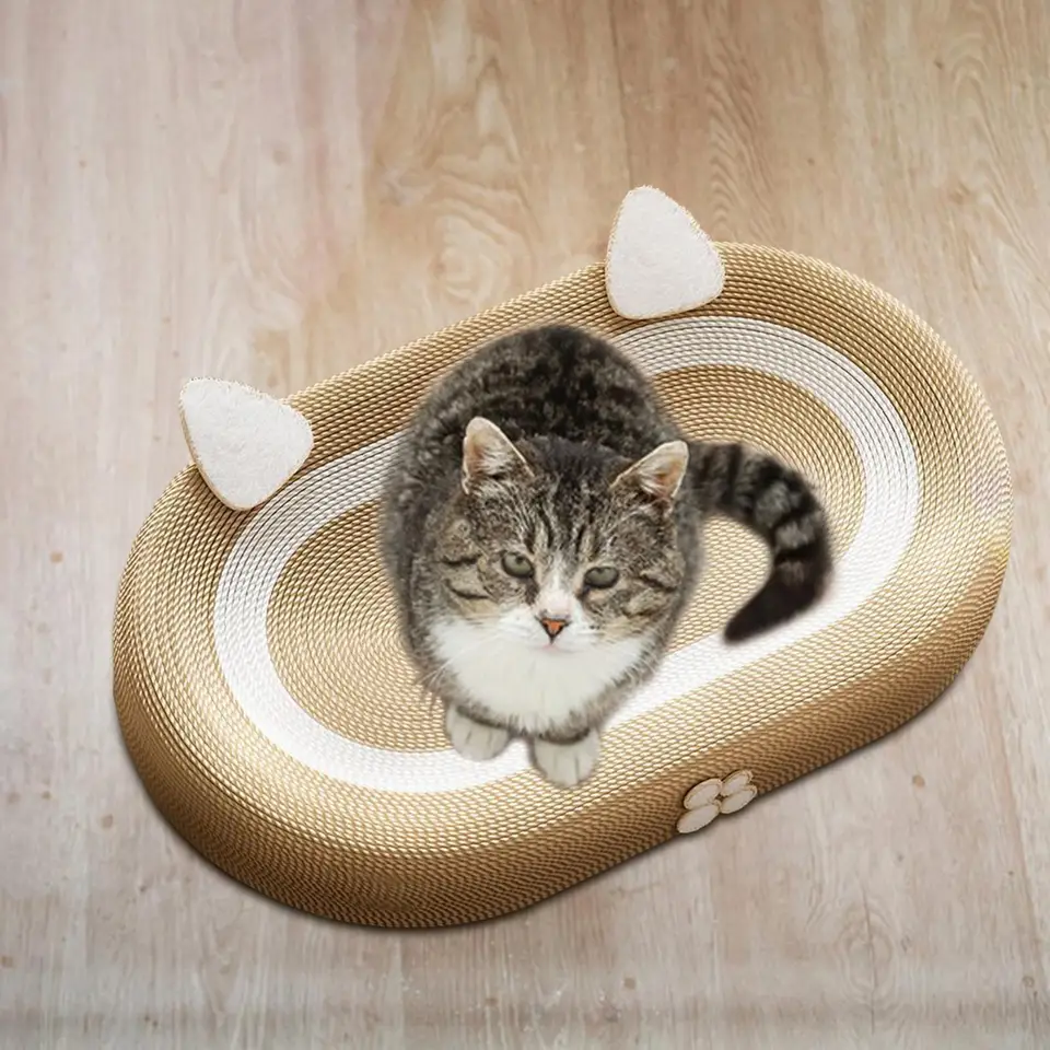 2-in-1 Katzenkratzbrett Oval Mit Sisal & Lounge-Schale – Schützt Möbel, Zum Kratzen, Schlafen & Ausruhen
