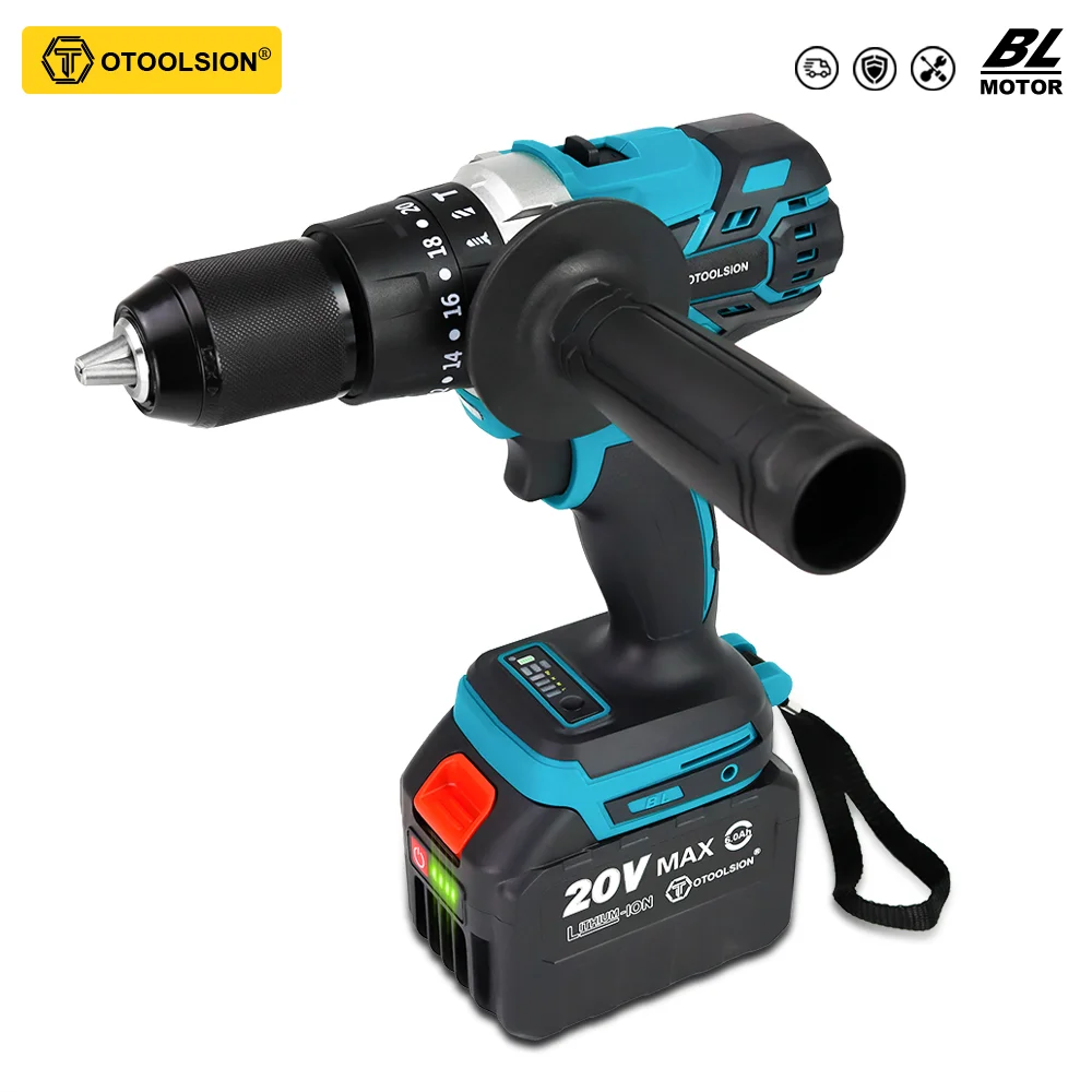 

20V Brushless Electric Drill 115Nm Torque 13mm Impact Drill Cordless Electric Screwdriver Electric Tool Wall Drill Ice Drill