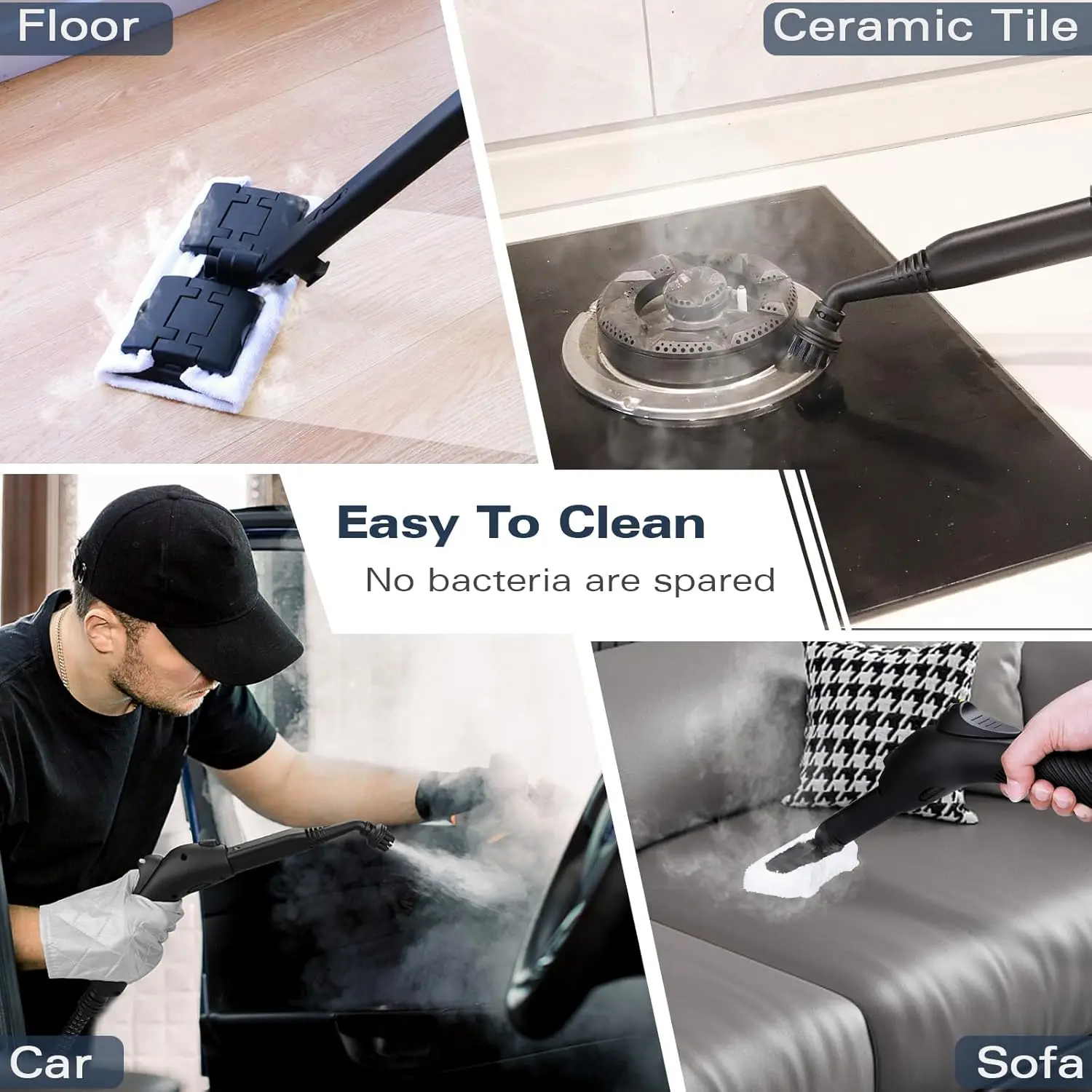 Steam Cleaner, Multipurpose Powerful Steamer with 21 Accessories, Portable Handheld Steam Mop with 38OZ Tank, Natural Cleaning 4
