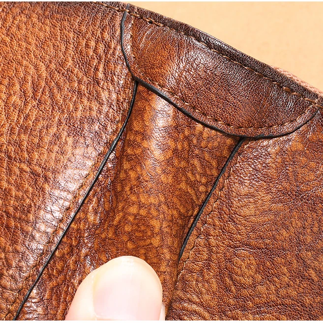 Rfid Genuine Leather Card Wallet Vintage Tan Leather Change Wallet Purse for Female Wallets with Card Holders Woman Purse