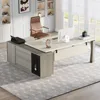 71-Inch Executive Desk, L-Shaped Desk with Cabinet, Large Office Desk with Storage Shelves, Writing Table Desk Business Furnitu 5