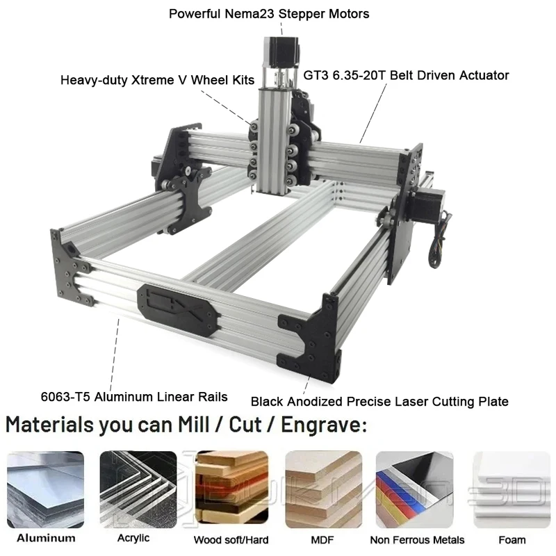 Openbuilds OX CNC Machine Mechanical Kit 4-Axis Belt Driven CNC Engraver with Nema23 Motors for Wood Metal Acrylic Cutting