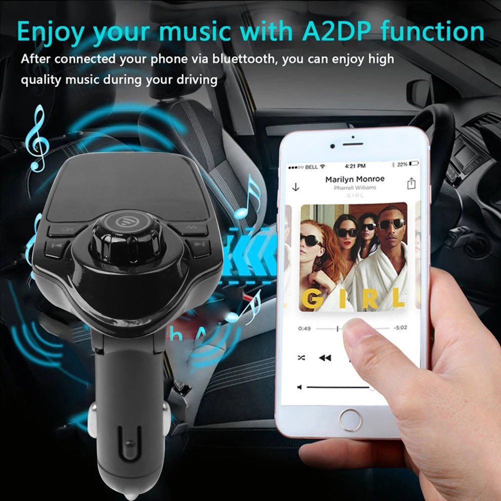 1.44" LCD Screen Car Bluetooth-compatible FM Transmitter Hands-free Car Kits 2 USB Charger MP3 Player w/ MIC Accessories bluetooth audio adapter,fm transmitter,car mp3 player