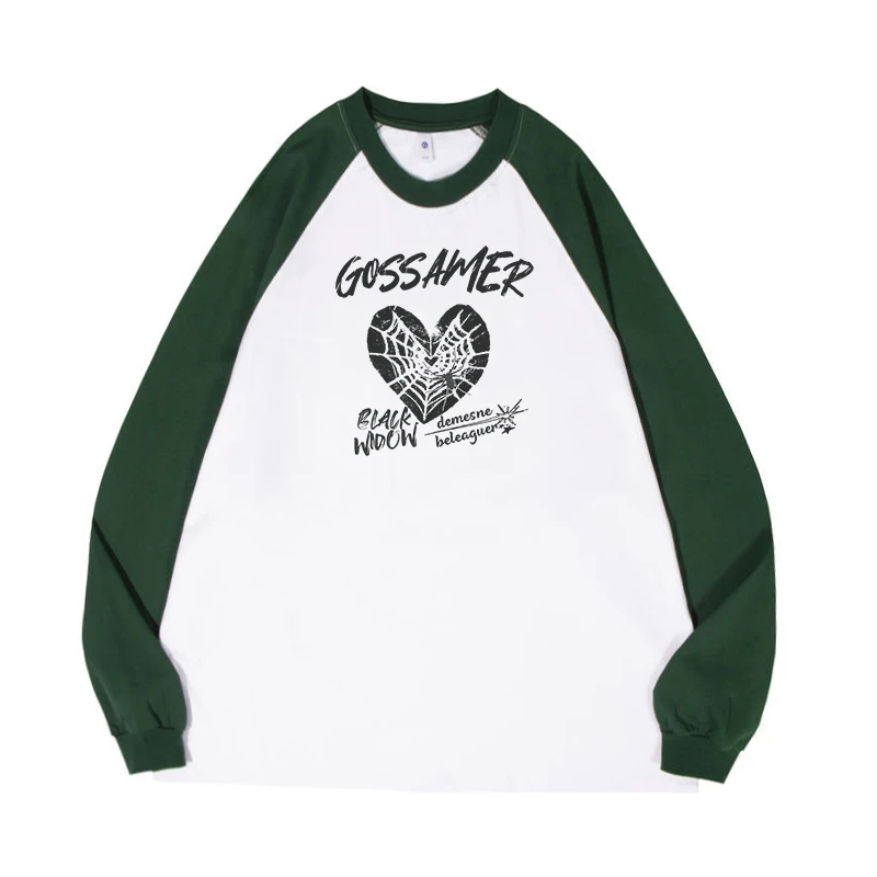 American Retro Sweatshirts for Women O-neck Spring and Autumn Oversize Long Sleeve Loose Female High Street Harajuku Pullovers