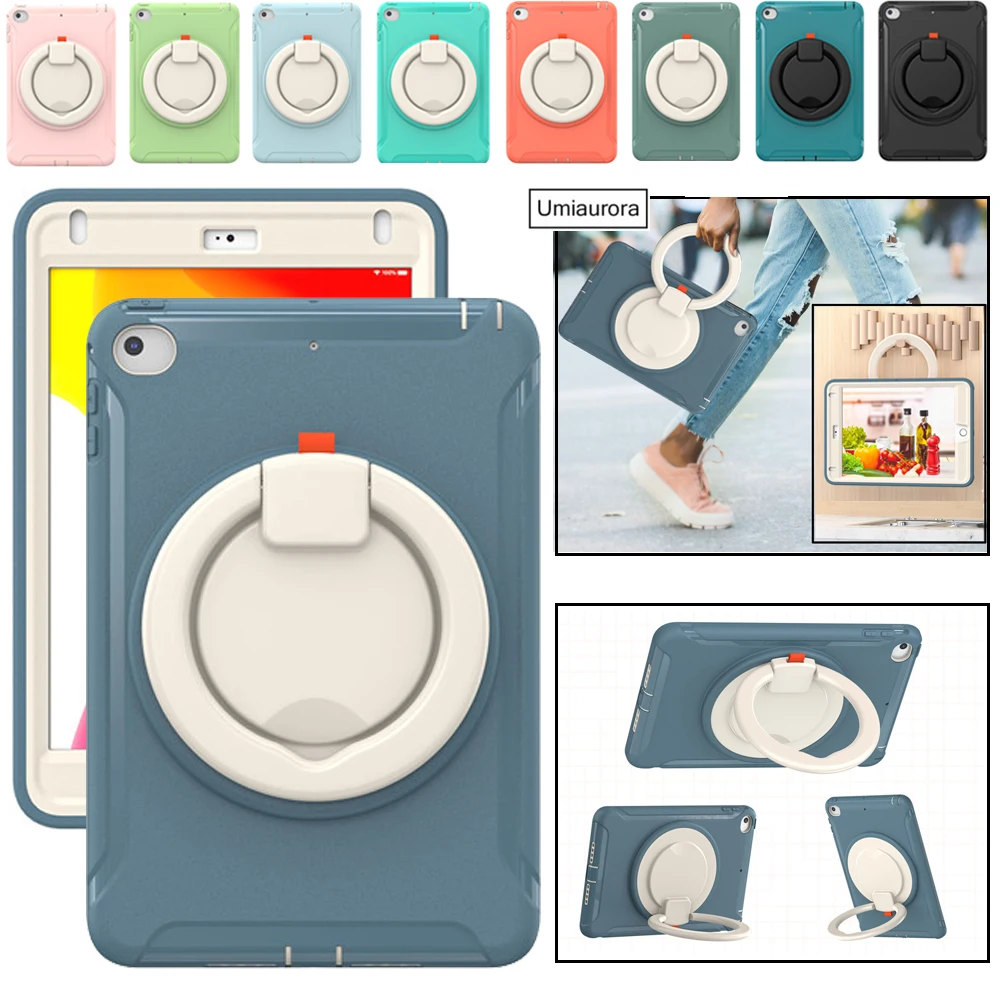 360 Rotazione Pull Ring Stand Case Per Ipad Pro 11 7Th 8Th 9Th 10.2 Air 1 2 3 4 5 10.9 10Th Gen Mini 6 9.7 Kids Cover Antiurto