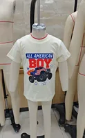 Vêtements pour enfants, t-shirts pour garçons du 4 juillet, à manches courtes, col rond, imprimé drapeau de camion, hauts pour tout-petits 5