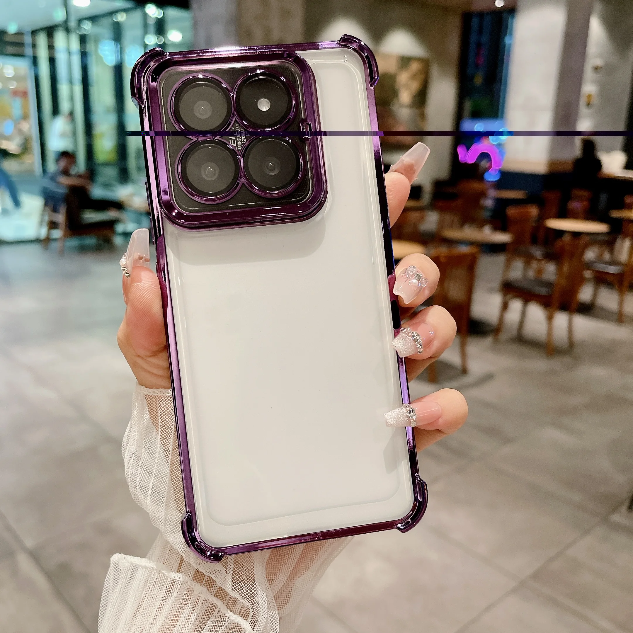 Luxury Plating Armor Transparent Phone Case with Silicone TPU Bumper
