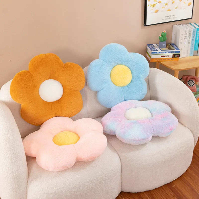 35cm/50cm Sunflower Cushion Soft Warm Sofa Bed Sleeping Back Colorful Flowers Plush Pillow Home Decor Floor Winter Thick Mat 3