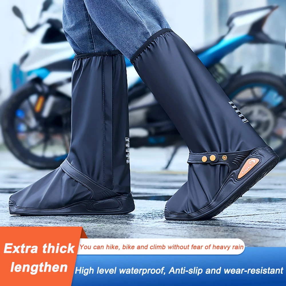 Unisex Waterproof Wear-resistant High-tube Motorcycle Rain Boot Covers Outdoor Travel Rain Shoe Covers Motocross Riding Sport