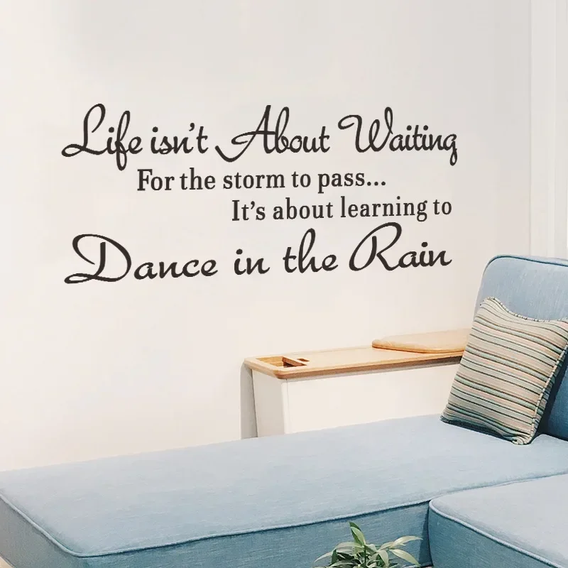 

English Proverbs Wall Stickers - Life Isn't about Waiting Living Room Study Inspirational Quotes Decorative Painting
