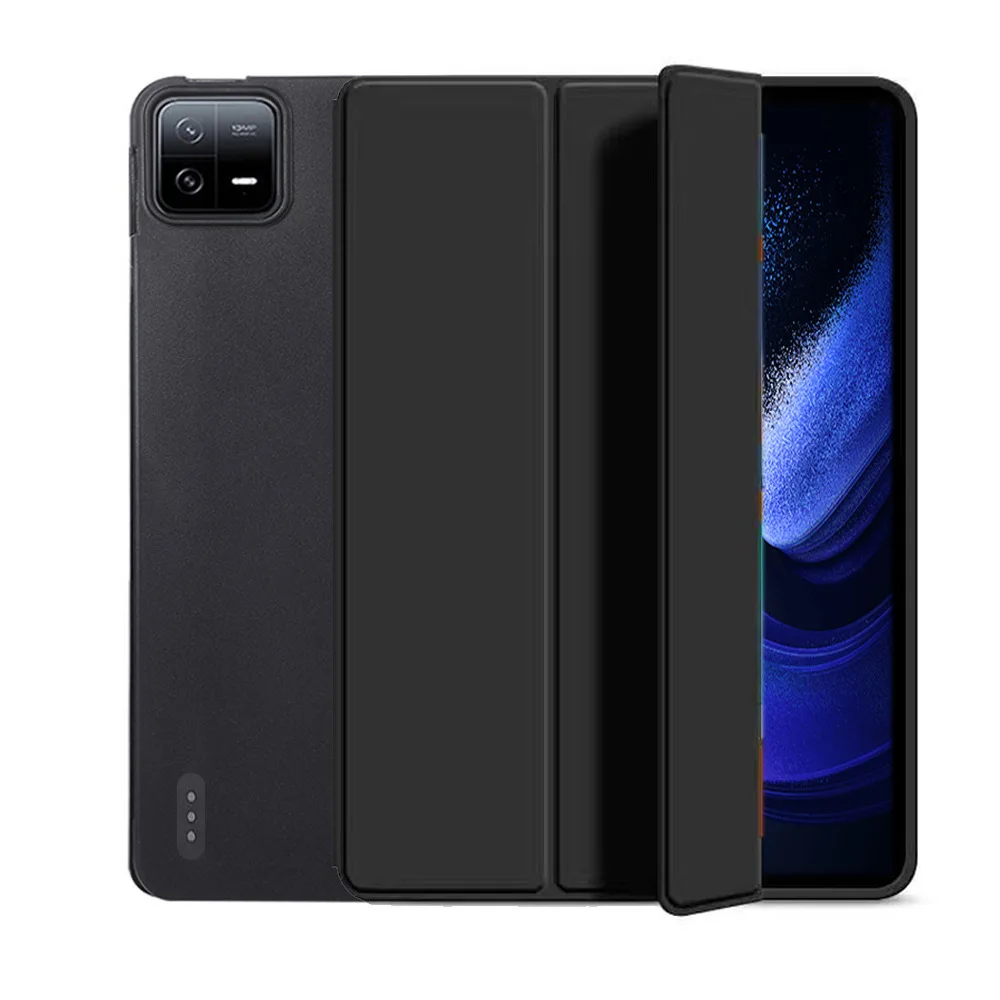 Premium Flip Stand Protective PU Cover with Soft TPU Back Shell, Tri-Fold Design
