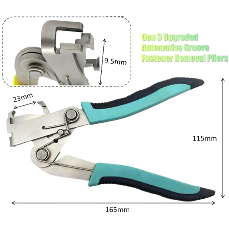 Wygodny pomocnik do demontażu samochodu: szczypce do usuwania spinek tapicerki; rowkowane, automatyczne narzędzie z szczękami w stylu radialnym.