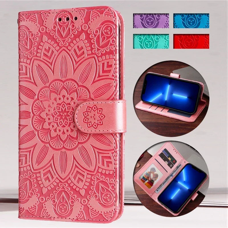 Luxury 3D Sunflower Leather Wallet Flip Phone Case
