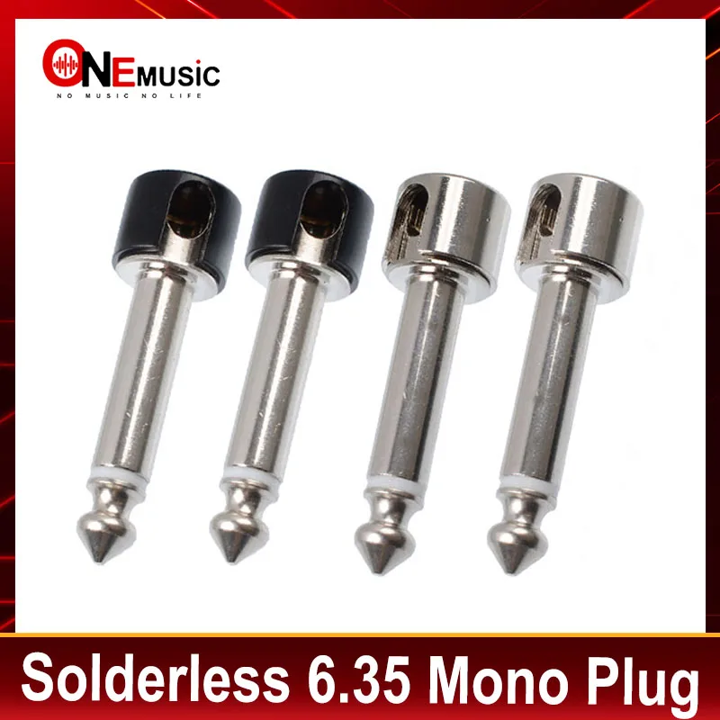 

12Pcs DIY Strait Audio Solderless 6.35 Mono Plug Solder Free Plug Guitar Effect Connector Chrome-Black