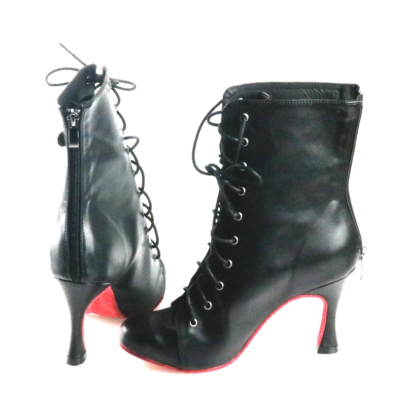 Women's Latin Shoes Black Suede Dance Shoes Tango Shoes High Heels Women's Party Shoes Red