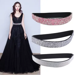 Fashion Bling Wide Belt Handmade Rhinestone Elastic  Woman Waist Belt Shiny For Female Dresses Coat Shirt Wide Belt Waistband