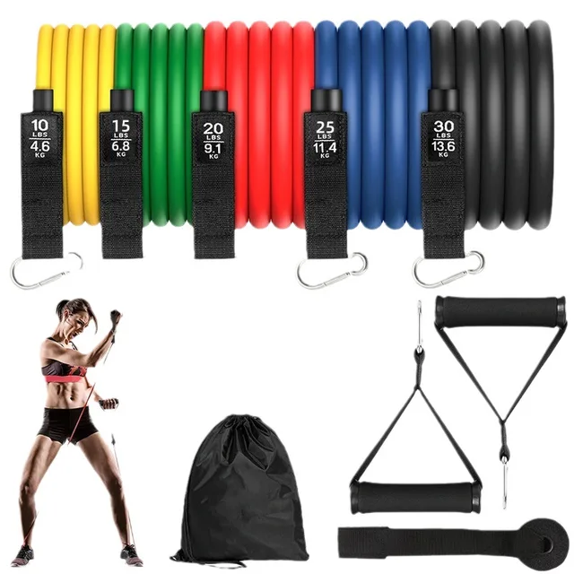11 Pcs/set Tension Rope Elastic Multifunctional Tension Belt Set Fitness Tension Rope Men's and Women's Training Ropes 5