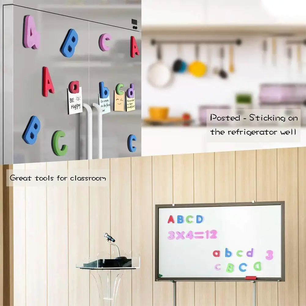 Magnetic Letters 10/26 Pcs Uppercase Lowercase Foam Alphabet ABC Magnets For Fridge Refrigerator Educational Learning Toys Set