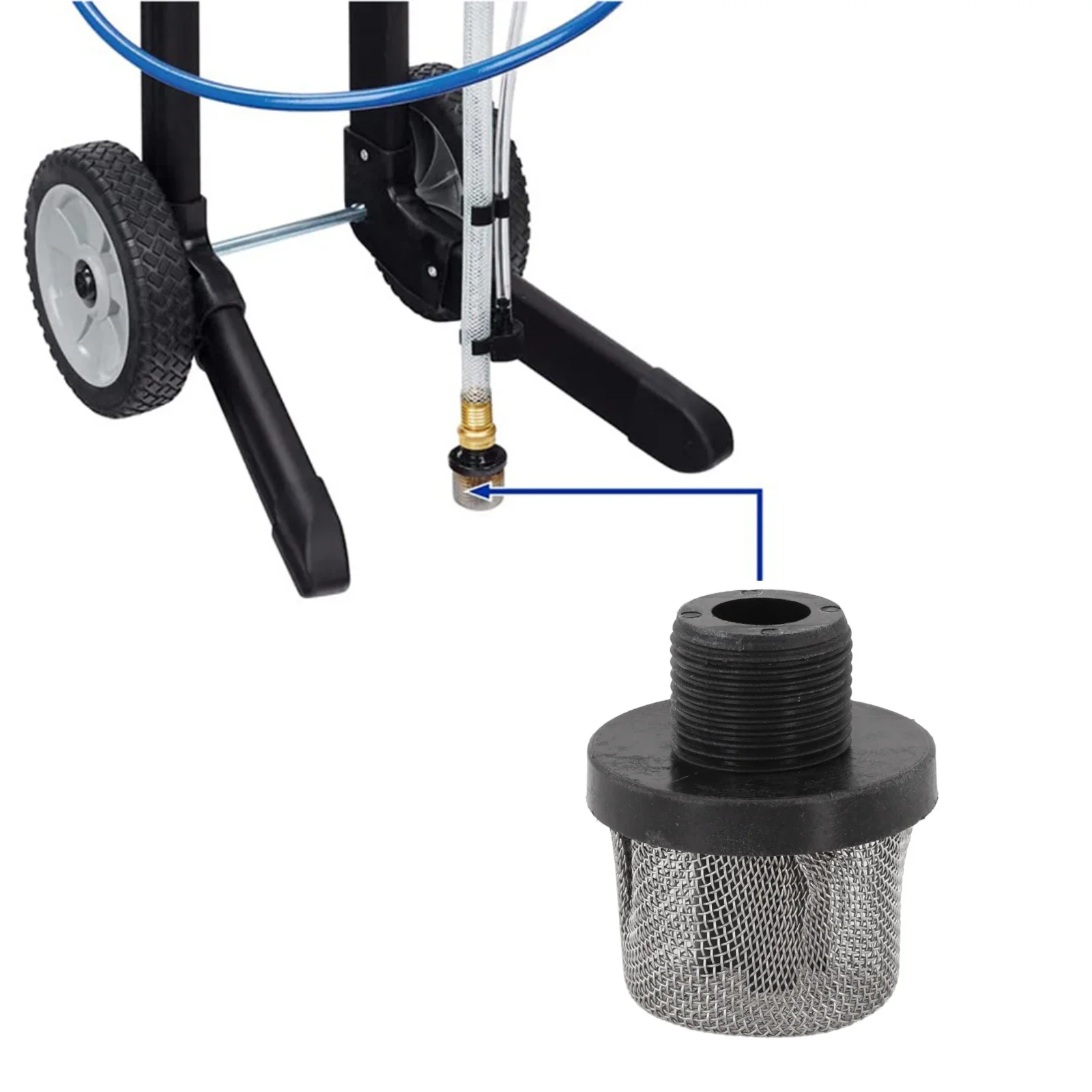288716 Inlet Strainer Airless Paint Sprayer Strainer Reduces Clogging Removes Debris 3/4 Inch Inlet Screen Black And Silver