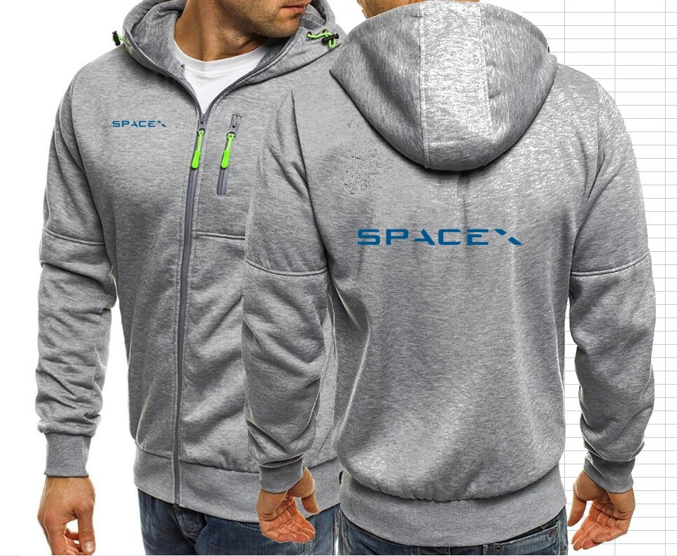 SpaceX men hoodie hooded coat zipper sweatshirt mens outerwear men hoodie