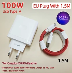100W SuperVOOC Fast Charger Adapter, EU/US Power Adapter - 100w EU with 1.5M