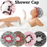 4 Pieces Shower Cap for Women, Elastic and Reusable,Environmental Protection Hair Bath Caps,Double Waterproof Layers Bathing Hat 1