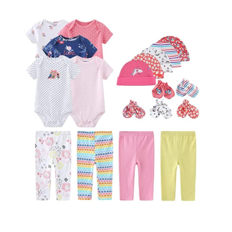 

Unisex NewBorn Bodysuits Infant Pants Hats Kids Gloves Baby Clothes Cotton Clothing Sets Roupa De Bebe Girls Boy Clothes