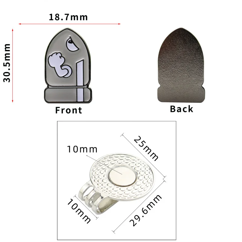 Golf Ball Marker Hat Clip Metal with Clip Creative Cartoon Cannonball Position Mark